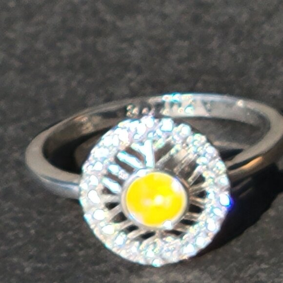 Vintage Sterling Silver Ring Yellow Citrine Gemstone - Picture 4 of 6
